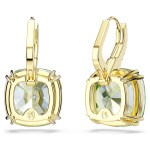 Millenia drop earrings Cushion cut, Green, 18K gold finish